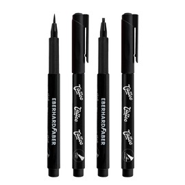 Eberhard Faber 559506 Tattoo Pen Set Skin Lettering with 4 Markers in Different Lead Thicknesses, Black Font Colour, Dermatologically Tested, for Creative, Temporary Skin Design