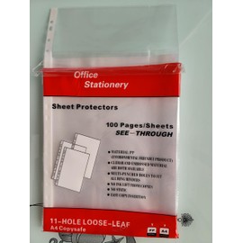 PUTOAHAO Pack of 100 A4 Clear Document Wallets A4 (DIN A4, 60 My), Universal 11 Hole Perforations A4 Storage Format Transparent Films for Brochures, Folders, Loose Sheets, Documents