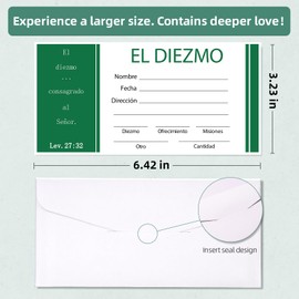 200 Pcs Church Offering Envelopes - 6.42 x 3.23 Inch Tithe and Offering Envelopes for Church Donations, Checks and Cash, Great for churches or Non-Profit Organizations (Spanish, 200)