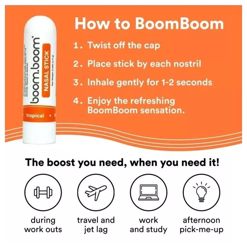 Boom Boom GENUINE BoomBoom Nasal Stick (3 Pack) Boosts Focus