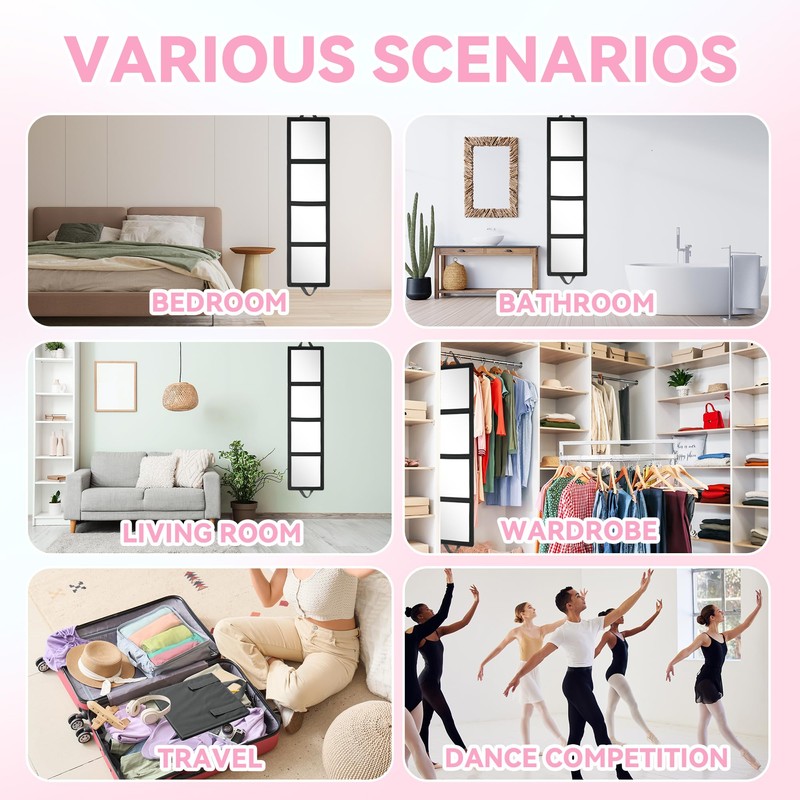 ROYALAY Foldable Full Length Mirror with Handle, 47 * 13in