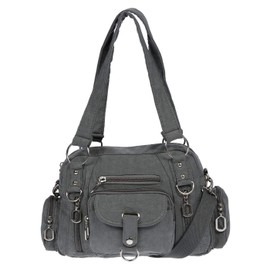 Christian Wippermann Women's Handbag Shoulder Bag Canvas Shopper Crossover Bag, darkgray, shoulder bag