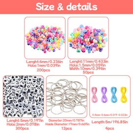 Jyeennar DIY Keychain Making Kit with 12 Keyrings, 300 Alphabet Beads,200 Colorful Beads and Others,Creative Craft Gift for Friends, DIY Keyring/Bag Decor Kit for Girls Adults