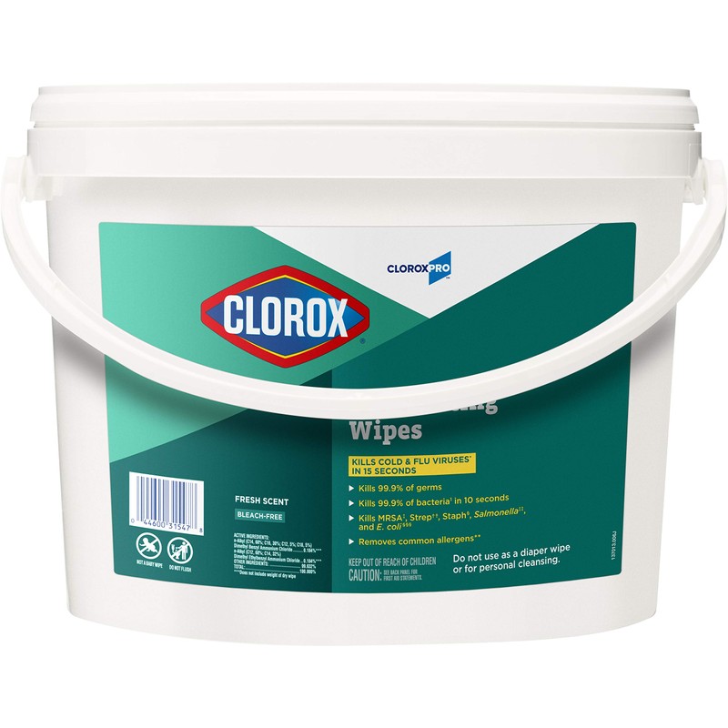 Clorox 31547 Disinfecting Wipes, 7" x 7", Fresh Scent, 700/Bucket