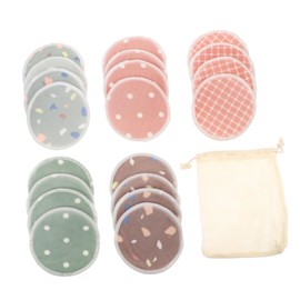 FRCOLOR 1Set Bamboo Makeup Remover Pads Reusable Facial Cleansing Pads with Storage Bag Soft Washable for All Skin Types Gentle Makeup Removal