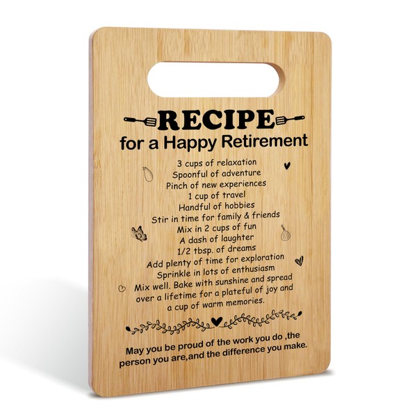 YSTEP Retirement Gift for, Unique Recipe Happy Retirement Cutting Board,