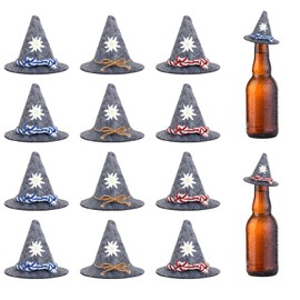 FloralGrace Pack of 12 Mini Oktoberfest Hat Oktoberfest Decoration Bavarian Decoration MiNi Hat Bavarian Small Felt Hat Costume Hat for Party Decoration Table Decoration Carnival Red Blue Brown Cord