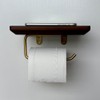 Solid Brass Toilet Paper Holder with Dark Brown Wood Shelf,