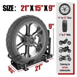KUAFU Motorcycle Wheel Chock Stand 3000 LBS Adjustable Heavy Duty Fit for 14”-22“ Wheels Motorbikes for Trailer Garage Truck Stand Stable Tubes Crusier Sports Dirt Bike