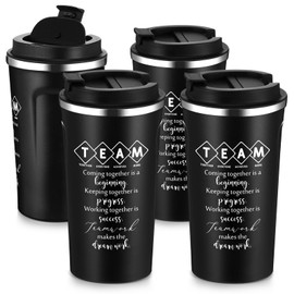 Skybooly 4 Pcs Employee Appreciation Mug 17 oz Team Work Gift Dispatcher Volunteer Appreciation Gift Stainless Steel Team Tumbler with Leakproof Lid for Teacher Nurse Social Worker (Black)