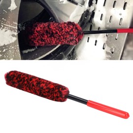 Universal Car Wheel Hub Cleaning Brush, Flexible Long Handle Car Tire Detailing Brush, Rim and Wheel Brush for Wheel Cleaning, Red