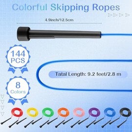 Silipull 72/144 Pcs PVC Jump Ropes Bulk Fitness 9.2 ft Adjustable Skipping Rope Versatile Speed Rope with Plastic Handles for Women Men Endurance Trai