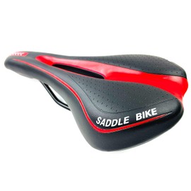 INION Bicycle Saddle Bicycle Bike Saddle Gel Bicycle Seat Mountain Bike Saddles City Touring Saddle Trekking Road Bike Men Women Jurfahr Two-Tone (Black - Red)