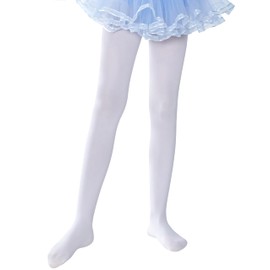 leg elegant Girls Microfiber Soft Opaque Footed Tights and Stockings (White, 8-10)