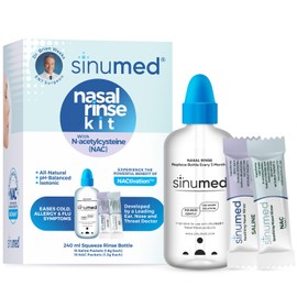 SinuMed Sinus Rinse, 30PK Nasal Rinse Packets with NAC and Saline, Squeeze Bottle, Alternative to Neti Pot, Helps with Allergy, Congestion, Cold Symptoms