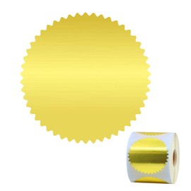 Cwzidyq 2 Inch Embossed Seals, 250 Pcs Serrated Edge Stickers, Self-Adhesive Certificate Labels, Gold Foil Stickers for Document,Envelopes, Package, Wedding Invitations (Gold)
