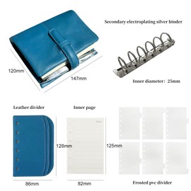 Burxxong A7 Organizer Genuine Lambskin Leather Journal Notebook,Stalogy Rings Planner Pocket size Notebook with 25MM Binder Mini Agenda Diary (Vivid Blue)