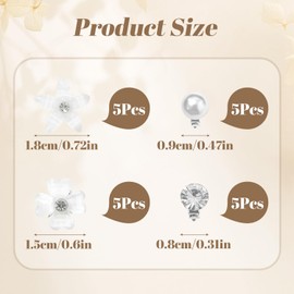 20 Mini Flower Hair Clips Pearl Hair Clips with Rhinestones Small Hair Clips Flower Hairpins Hair Accessories for Women and Girls, Cute Mini Hair Clips for Daily Party and Wedding (White)