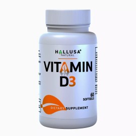 Hallusa Natural VITAMIN D3 - Healthy Muscle Function -& Healthy Bones - Immune Support 60 SOFT