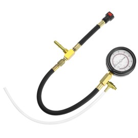 QWORK Universal Fuel Pressure Test Kit, Dual Scale Gauge (0-7 bar/0-100 psi) with Multiple Adapter Sizes, Brass Connectors