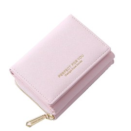 Bamboo Dive! Women's Trifold Wallet, Compact Wallet, Mini Wallet, Button Type, Coin Purse, Card Holder, Work or School Commutes, Pink