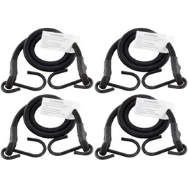 HELIDA Bungee Cords with Hooks, 3/8 Inch Thick Round Bungee Cord Heavy Duty Strong Hooks for Bike Rack, Cart, Trunk, Camping (32 inches, Black)