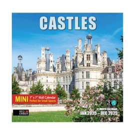 RED EMBER Castles Mini 2025 Wall Calendar 12 Month | 7" x 14" Open | Thick & Sturdy Paper | Giftable | Calendar 2025