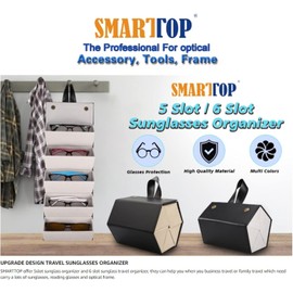 CHICIRIS Caja de Exhibición de Gafas, Estuche Plegable con Múltiples Ranuras, Organizador de Anteojos de Viaje de Cuero PU, Diseño Compacto y Duradero para Viajes, Oficina o Eventos