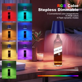 SOUDFK 2025 New Wireless Bottle Lamp,RGB LED Bottle Light with Remote(RGB Sapphire Blue, 1pc)