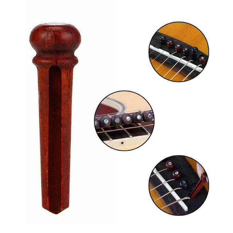 30pcs Cocobolo Guitar Bridge Pins, Vintage Style, Slotted w/Green Abalone