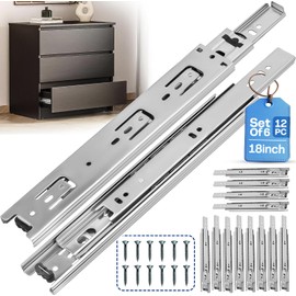 OURSHOM 18 Inch Drawer Slides 6 Pairs (12pcs) Heavy Duty Full Extension Ball Bearing, Side Mount Drawer Rails, 18" Drawer Slide Glides for Dresser, Cabinet, Kitchen -Draw slides Sliders 100LB Capacity