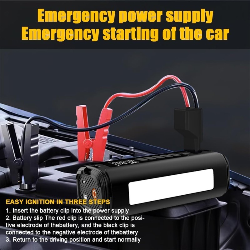 Battery Jumper Starter Portable (9.0L Gas/6.5L Diesel) with 150PSI Auto-Shutoff
