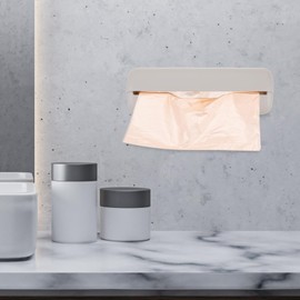 Cabilock Wall Mounted Plastic Bag Holder Trash Bag Dispenser Roll Holder Grocery Bag Storage Dispenser Hanging Over Cabinet Door Under Sink Bag Saver for Kitchen Bathroom Grey