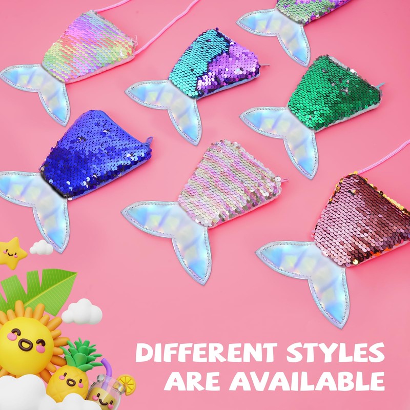 Dtweista Mermaid Sequin Coin Purse Resersible Magic Sequins Mini Shoulder