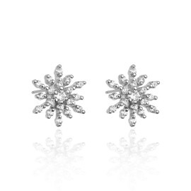 Lauren-Spencer Christmas Earrings for Women Girls Holiday Earrings Studs Cute Poinsettia Flower Christmas Ball Snowflake Snowman Stud Earrings for Women Christmas Jewelry Gift (Snowflake Earrings Style A)