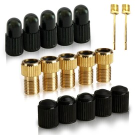 17 Pcs Brass Presta Valve Adaptor Set, Convert Presta to Schrader for Bikes and Cars, Inflate Tire Using Standard Pump or Air Compressor