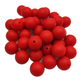 50pcs Scarlet Red Color Silicone Round Beads 15mm Silicone Pearl Beads Farmhouse Decor Ball for Keychain Mom Necklace DIY Jewelry Making Decoration