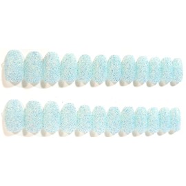 Nothing But Sparkle Glitter Ballerina Press-On Nails - 24 Pieces - Artificial Nail Kit (Glacier Blue, Ballerina)