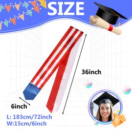 SECUNL Indonesia National & USA Flag Graduation Stole Sash Scarf Double Sided International Student Graduation Decoration Item Gift
