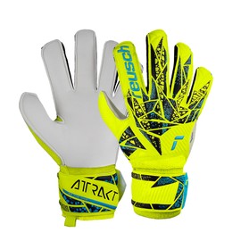 Reusch Attrakt Solid Goalkeeper Gloves, Safety Yellow/Future Blue, Size 10