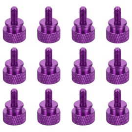 sourcing map 12pcs M4x8mm Knurled Thumb Screw Computer Case Threaded Hand Tighten Screws Aluminum Alloy for PC Case, Purple