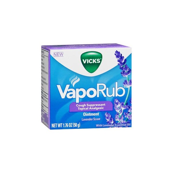 Vicks VapoRub Cough Suppressant Topical Analgesic Ointment Lavender Scent - 1.76 oz jar, Pack of 4