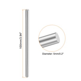 Rebower 304 Edelstahl Vollmaterial Rundstab, [für Durchschläge, verschiedene Wellen, DIY Handwerk, Modellflugzeug, Modellschiff, Modellautos] - 5mmx100mm / Silberton / 20 Stück