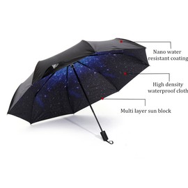 Itian Starry Double Layer Sky Folding Sun Umbrella UV Protection Umbrella with Art Painting Print, Wind & Water-proof