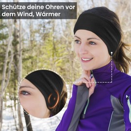 Headband Ear Protection for Men and Women - Winter/Spring/Autumn Sports Hair Band Elastic Ear Warmers Headband for Jogging Running Hiking Bicycle - Set of 2 (Black + Grey)