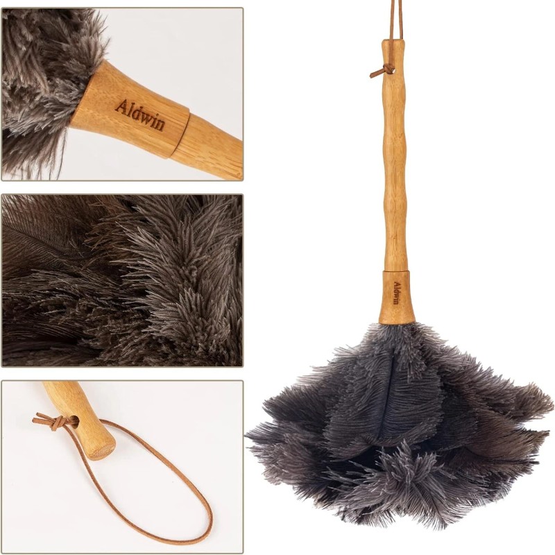 Aldwin 16 Inch Gray Ostrich Feather Duster For Eco-friendly Household