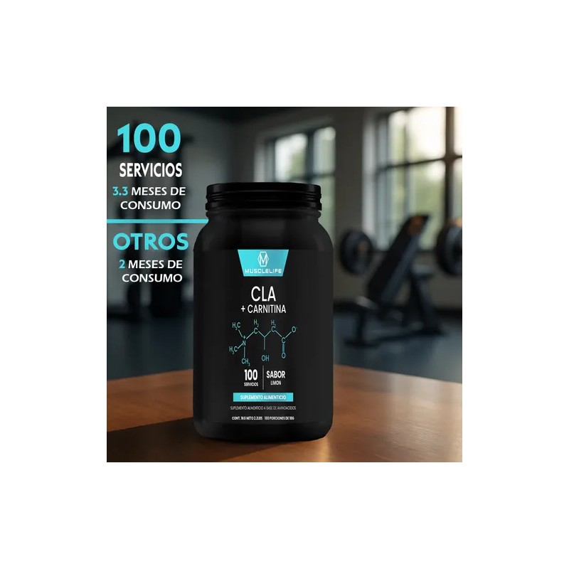 Cla + Carnitina Muscle Life En Polvo 1kg 100servicios Varios