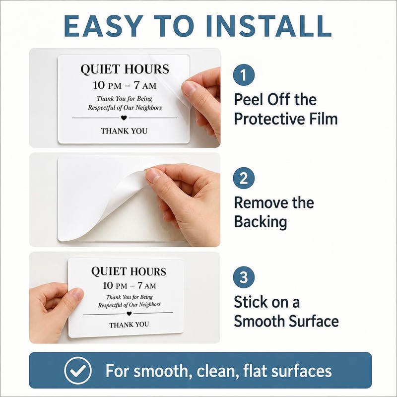 Quiet Hours Homestay Acrylic Sign: Full Back Adhesive Acrylic Wall