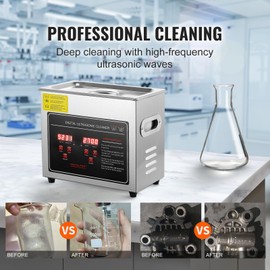 Happybuy 3L Ultrasonic Cleaner, Stainless Steel Heated Jewelry Cleaning Machine with Digital Timer for Glasses, Watches, Rings, and Small Parts