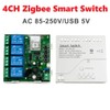 Aribrnten 4CH Tuya Zigbee Smart Switch Module 85-250V Relay Smart